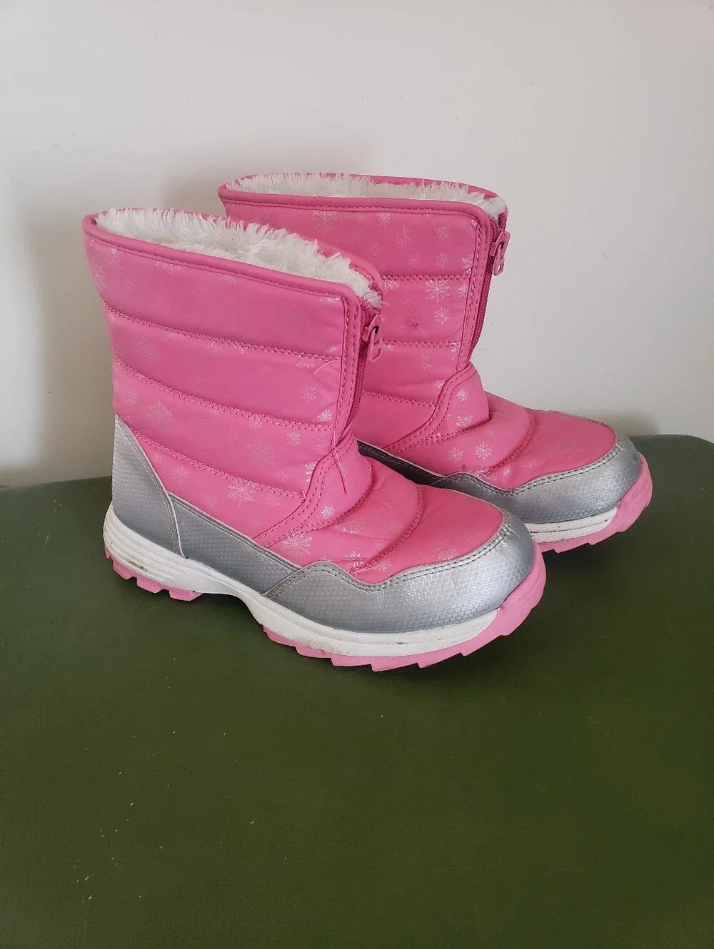 Kids Wonder Nation Pink And Silver Snowflake Winter Snow Boots 4